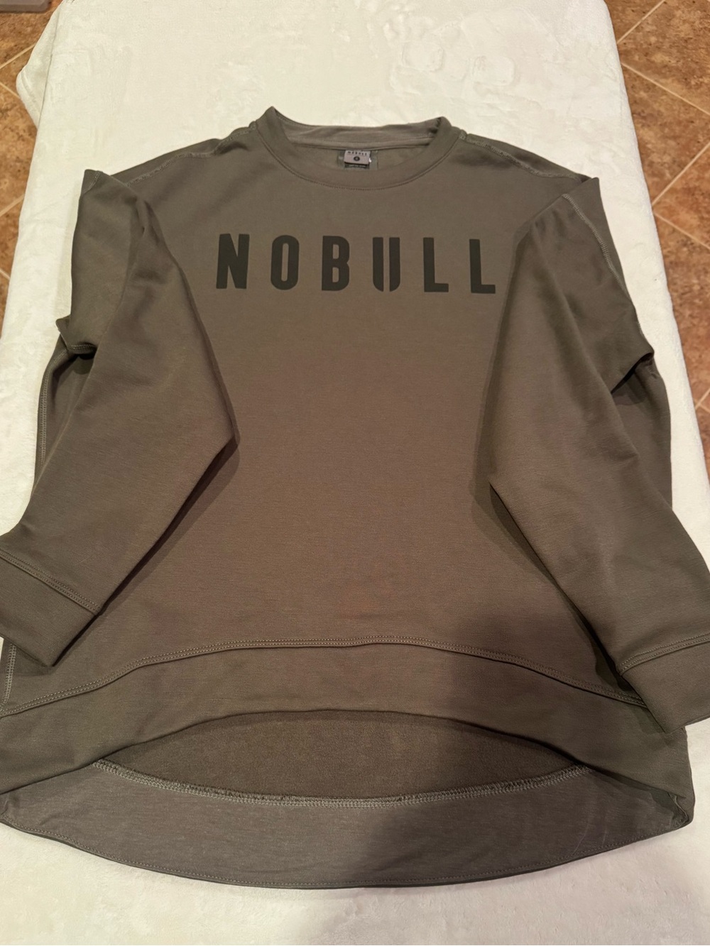 NOBULL Women’s High Low Olive Green Crewneck Sweatshirt Size Small